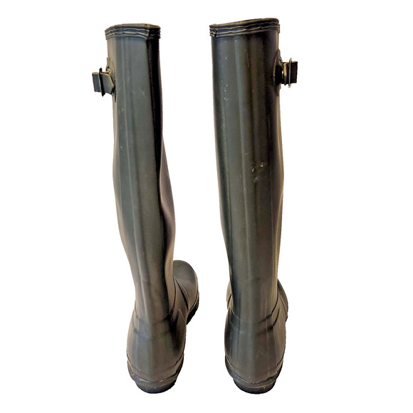 Hunter Original 17" Tall Green Rubber Rain Horse-Stable Work Boots Womens Size 8 - Picture 4 of 9